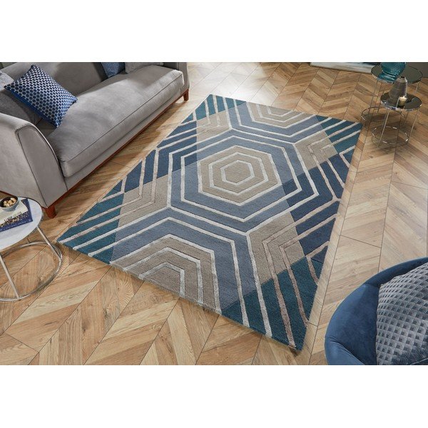 Modrý vlnený koberec Flair Rugs Harlow, 160 x 230 cm-image-4