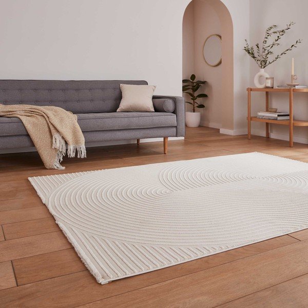Krémovobiely umývateľný koberec z recyklovaných vlákien 160x230 cm Flores – Think Rugs-image-2