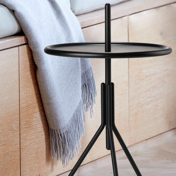 Čierny kovový odkladací stolík Zone Inu, ø 33,8 cm-image-1