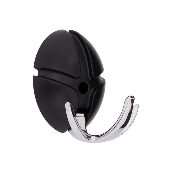 Čierny/v lesklej striebornej farbe nástenný plastový háčik Tick – Spinder Design-image-1