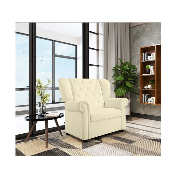 Biele zamatové hojdacie chesterfield kreslo Lillyse – Støraa-image-2