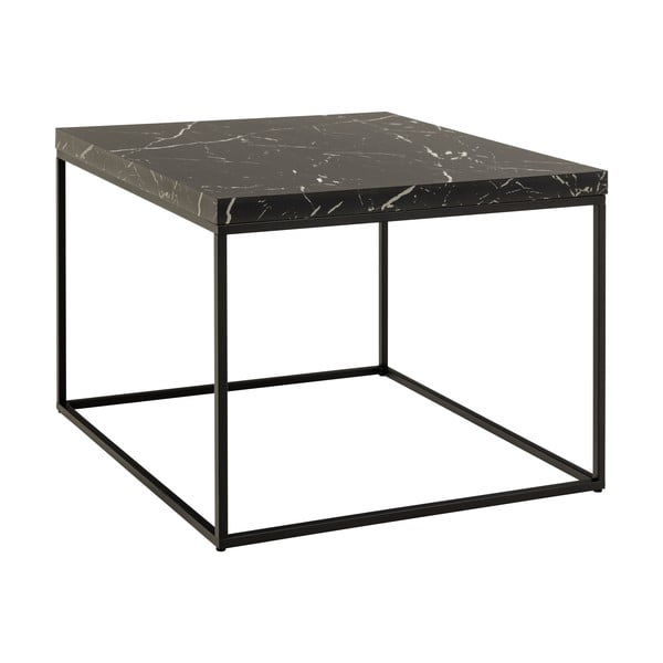 Čierny konferenčný stolík s doskou v dekore mramoru 60x60 cm Barossa – Actona-image-2