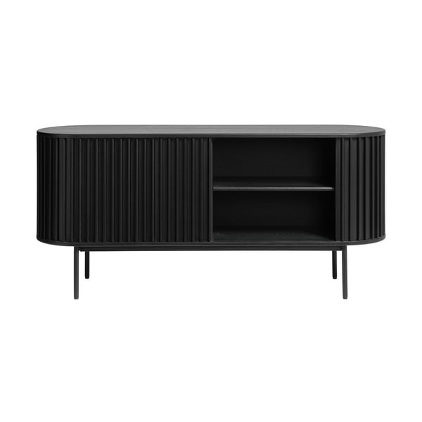 Čierna nízka komoda v dekore duba s posuvnými dverami 73x160 cm Siena – Unique Furniture-image-3