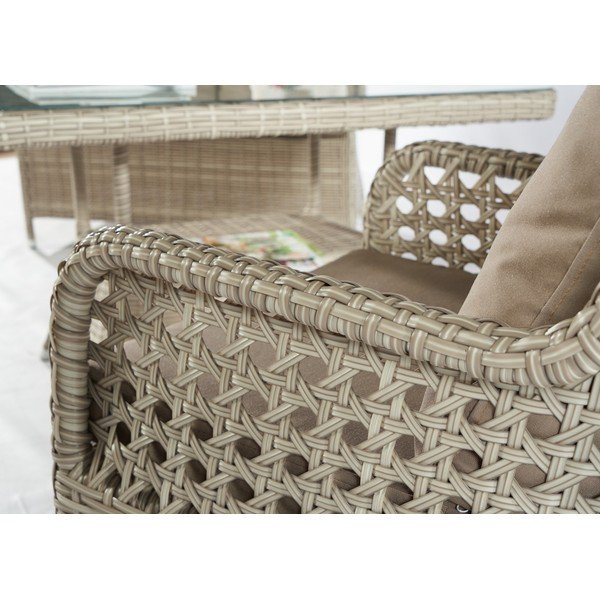 Béžová záhradná lounge súprava z umelého ratanu pre 4 Cenova – Floriane Garden-image-3