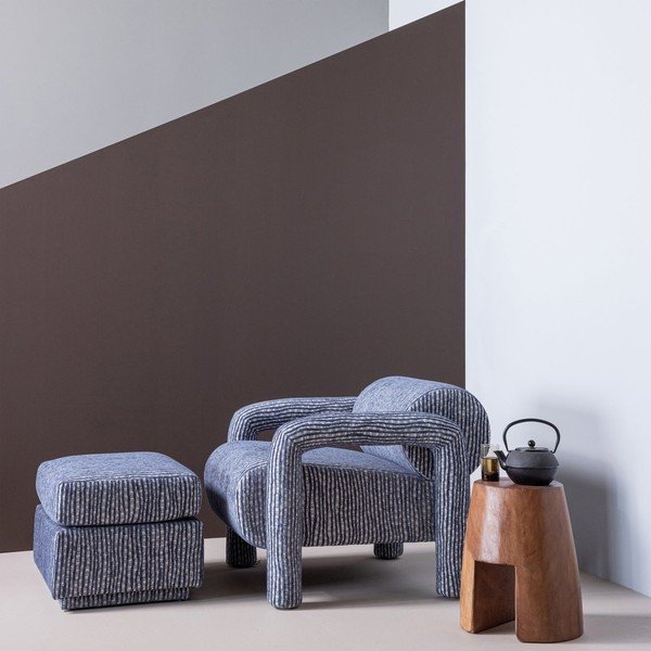 Sivomodrá čalúnená podnožka Lou – WOOOD-image-3