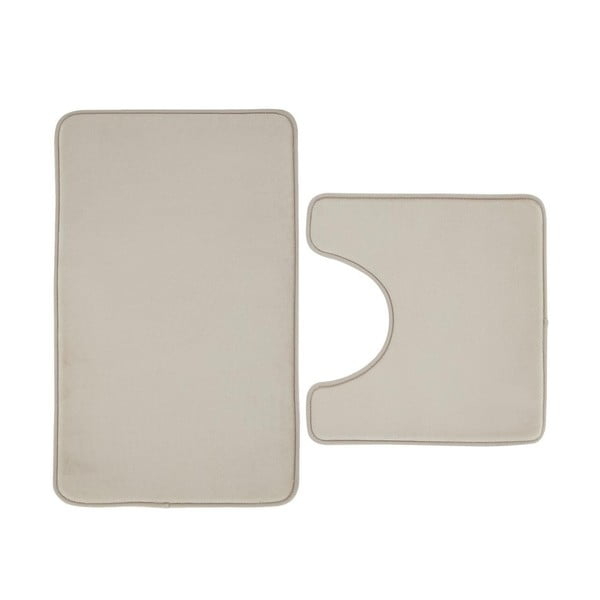 Béžové WC kúpeľňové predložky z pamäťovej peny v súprave 2 ks 50x80 cm Anti-Bacterial – Catherine Lansfield
