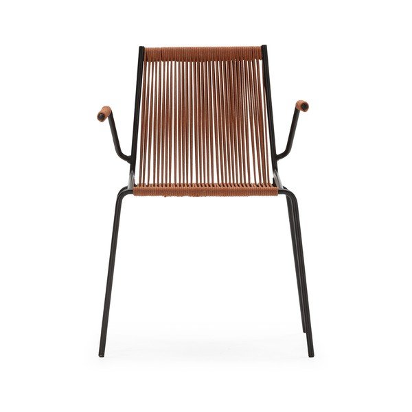 Terakotové kovové jedálenské stoličky v súprave s podrúčkami/stohovateľné 2 ks Emily – Marckeric-image-4