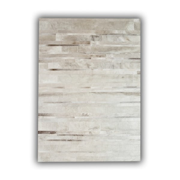 Sivý koberec z pravej kože Pipsa Stripes, 140 × 200 cm