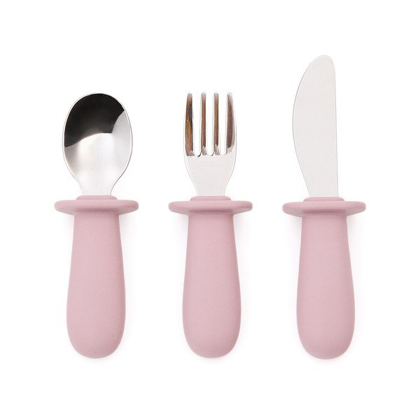 Ružový plastový/zo silikónu detský príbor 3 ks Lili – Kave Home