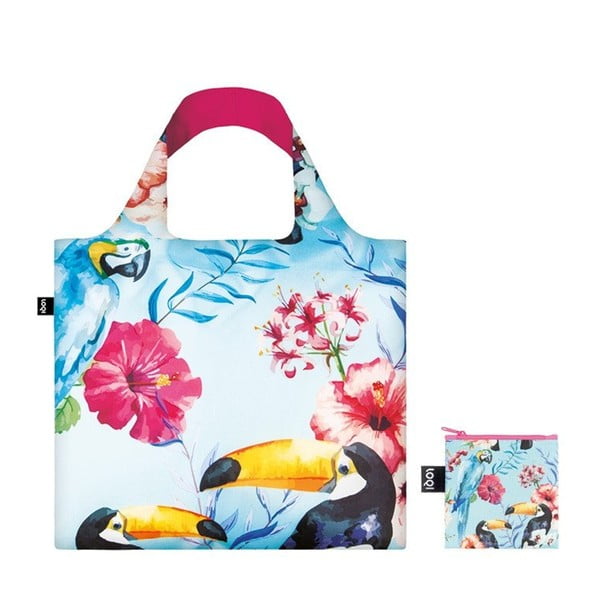 Skladacia nákupná taška s kapsičkou LOQI Birds