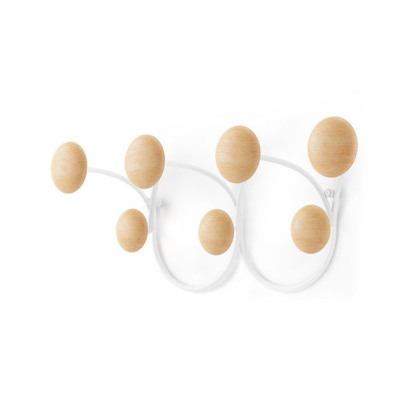 Biely prírodný nástenný vešiak z borovicového dreva Dotsy - Umbra-image-3
