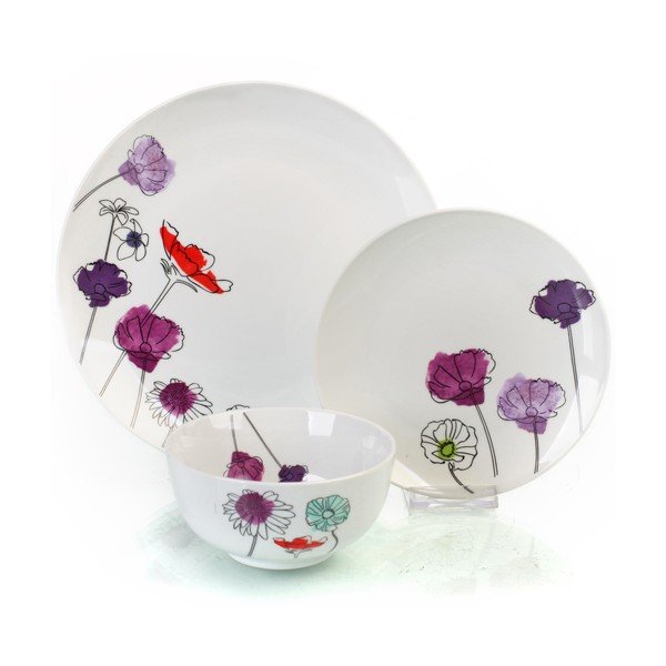 Porcelánová jedálenská sada Aster, 12 ks