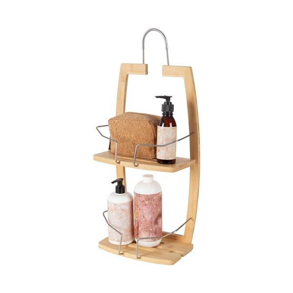 Závesná bambusová kúpeľňová polička v prírodnej farbe – Compactor-image-3