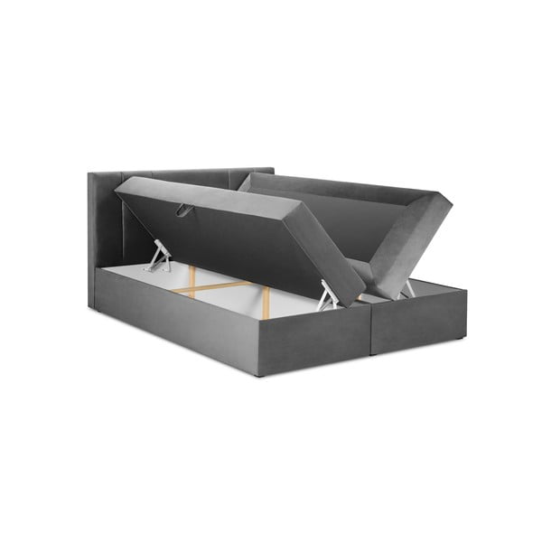 Svetlosivá zamatová dvojlôžková posteľ Mazzini Beds Afra, 200 x 200 cm-image-3