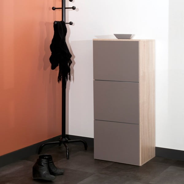 Sivo-hnedá skrinka na topánky s hnedým korpusom Symbiosis Bamboo-image-1