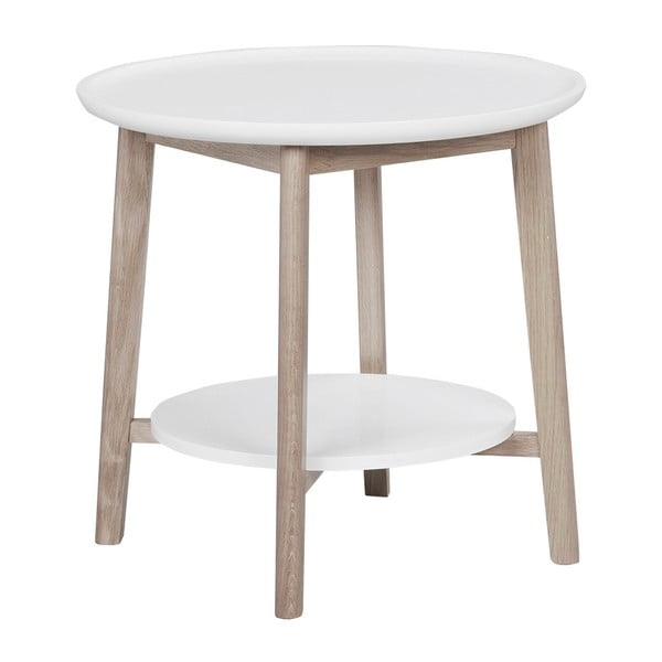 Biely dubový konferenčný stolík s matne lakovanými nohami Folke Pixie, ⌀ 55 cm