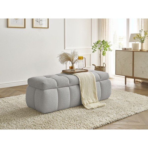 Svetlosivá lavica z textílie buklé Mont Blanc – Bobochic Paris-image-1