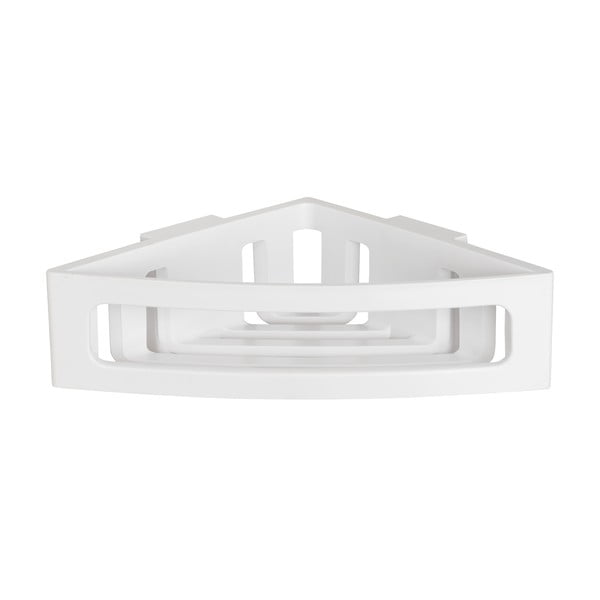 Biela rohová samodržiaca plastová kúpeľňová polička Bralia - Wenko-image-3