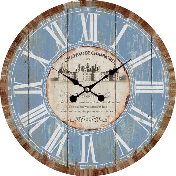 Nástenné hodiny Blue Vintage, 34 cm