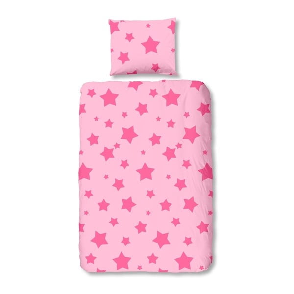 Ružové detské obliečky na jednolôžko z bavlny Good Morning Pink, 140 × 200 cm