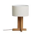 Biela/hnedá stolová lampa z kaučukového dreva s textilným tienidlom (výška  48 cm) Niani – Kave Home