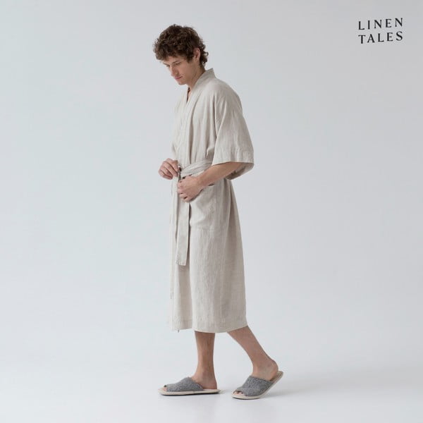 Béžový ľanový župan veľkosť S/M Summer - Linen Tales-image-2