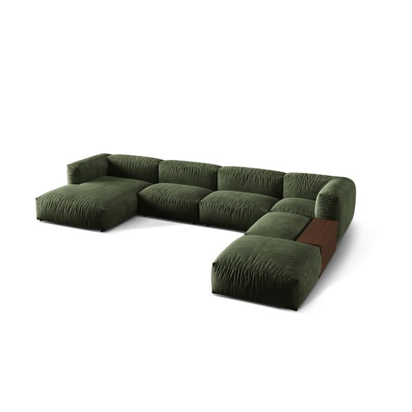 Zelená zamatová modulárna rohová pohovka (pravý roh/do tvaru "U") Martina – Micadoni -image-1