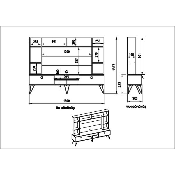 Sivo-hnedá TV súprava v dekore orecha 180x136 cm Lorenz - Kalune Design-image-4
