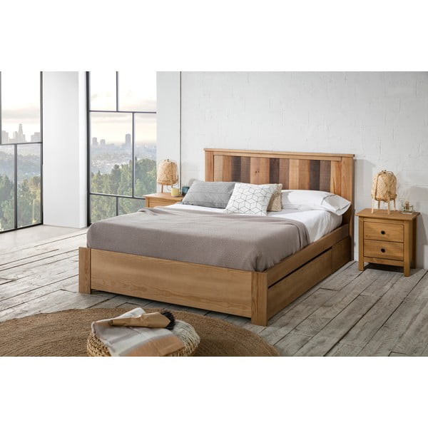 Dvojlôžková posteľ s roštom 140x190 cm v prírodnej farbe Maude – Marckeric-image-1