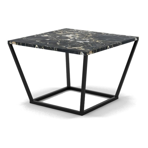 Malý čierny konferenčný stôl z mramoru s čiernou podnožou Absynth Noi Italy