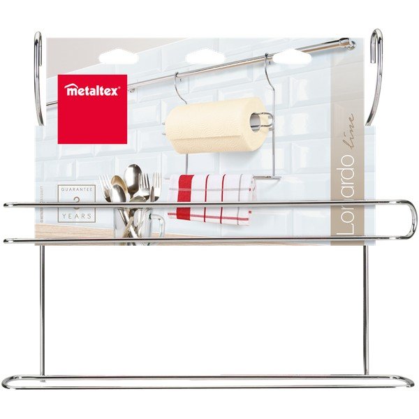 Závesný držiak na kuchynské utierky z pochrómovanej ocele v striebornej farbe Lonardo – Metaltex-image-1
