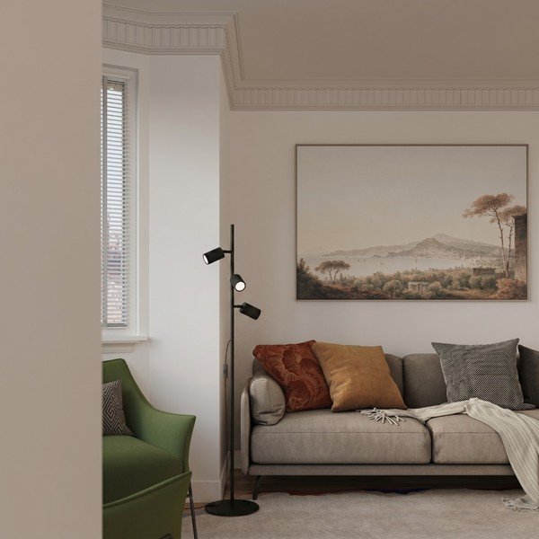 Čierna hliníková stojacia lampa s ohýbateľnou konštrukciou (výška  155 cm) Gleam – Sollux-image-3