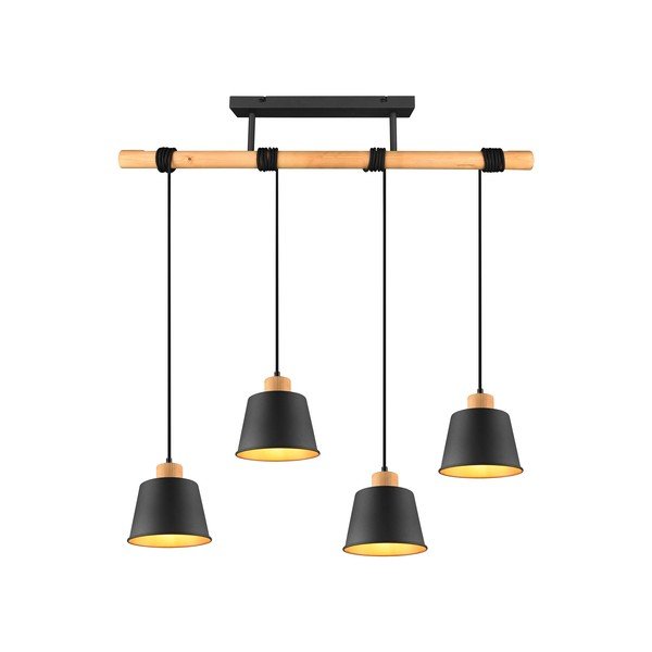 Závesné svietidlo v čierno-prírodnej farbe s kovovým tienidlom ø 18 cm Harris – Trio-image-2