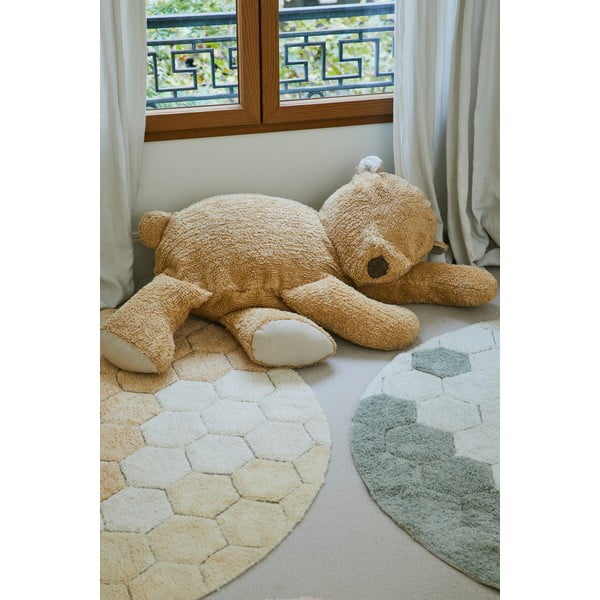 Okrovožltý prateľný ručne tkaný bavlnený okrúhly koberec ø 140 cm Honeycomb Golden – Lorena Canals-image-1