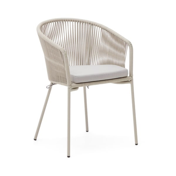 Krémovobiela kovová/polstrovaná záhradná stolička Yanet – Kave Home