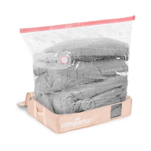 Vákuové plastové úložné boxy pod posteľ v súprave 3 ks 65x45x15, 5 cm Pink Edition – Compactor-image-2