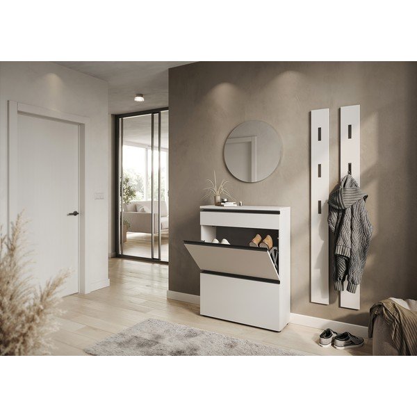 Krémová skrinka na topánky 80x107x29 cm Baldone – Germania-image-4