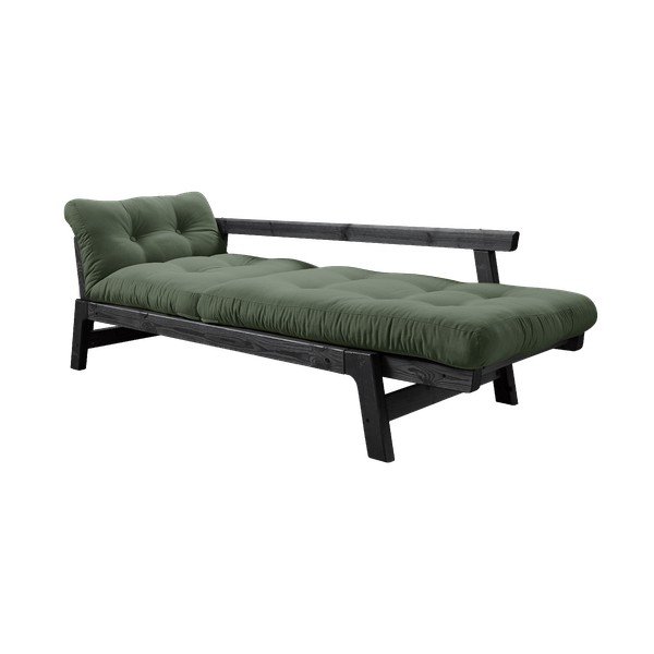 Rozkladacia pohovka so zeleným poťahom Karup Design Step Black/Olive Green-image-3