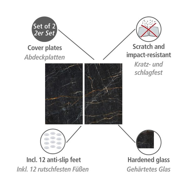 Kryty na sporák z tvrdeného skla v súprave 2 ks 52x30 cm Marble - Allstar-image-2