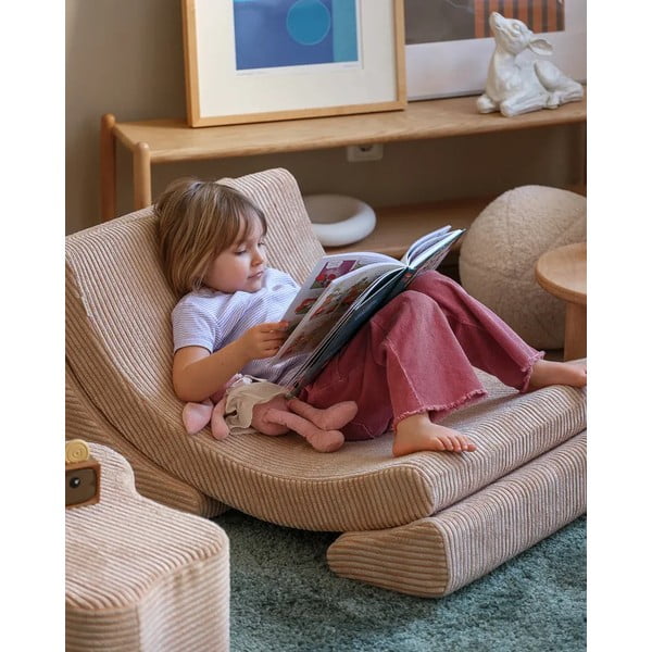 Svetlohnedé menčestrové detské kresielko Moon – Wigiwama-image-1