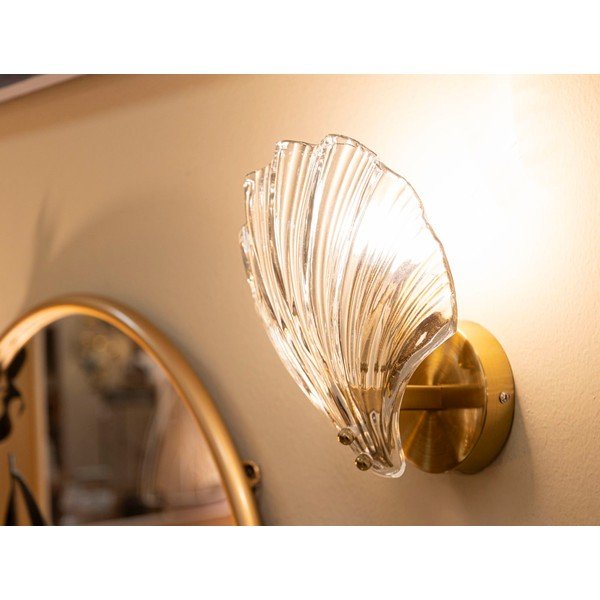 Sklenené nástenné svietidlo v zlatej farbe Da Muro Shell – Mauro Ferretti-image-1