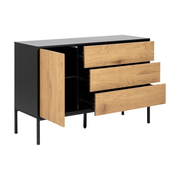 Nízka komoda v dekore duba v čierno-prírodnej farbe 120x82 cm Seaford – Actona-image-3