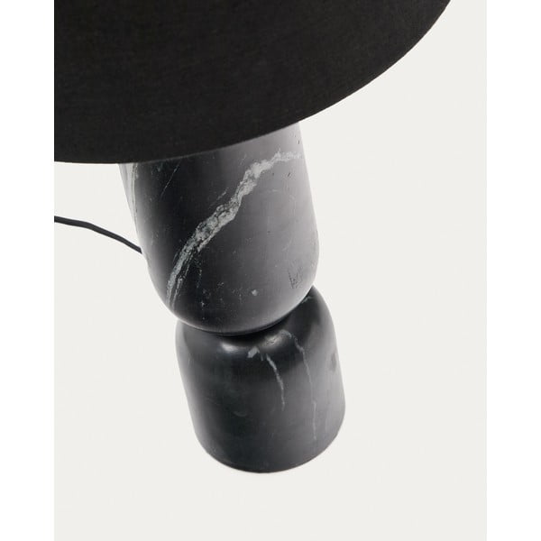 Čierna mramorová stolová lampa s textilným tienidlom (výška 57 cm) Vex – Kave Home-image-3