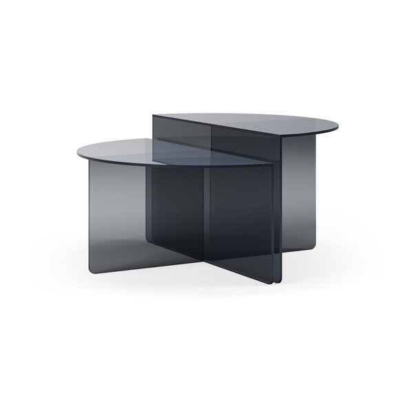 Sivé sklenené okrúhle konferenčné stolíky v súprave 2 ks ø 80 cm Velta – MOME