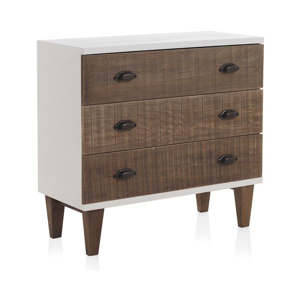 Biela komoda s 3 zásuvkami Geese Rustic
