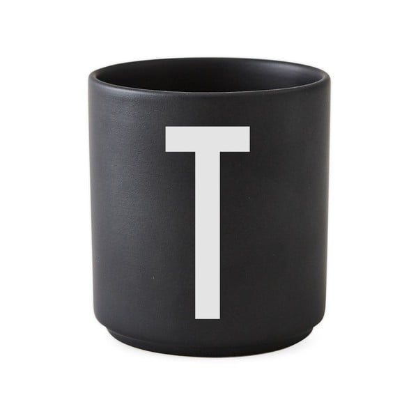 Čierny porcelánový hrnček Design Letters Alphabet T, 250 ml