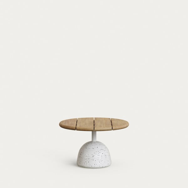 Okrúhly konferenčný stolík s doskou z akácie v bielo-prírodnej farbe ø 55 cm Saura – Kave Home