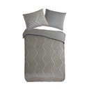 Sivo-hnedé predĺžené obliečky na jednolôžko z mikrovlákna 140x220 cm Pure Zigzag – Good Morning