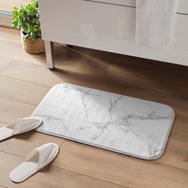 Biela/sivá textilná kúpeľňová predložka 45x75 cm Marbre – douceur d'intérieur-image-1