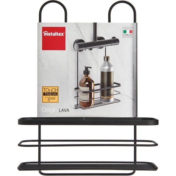 Čierna závesná kúpeľňová polica Metaltex Origin-image-2